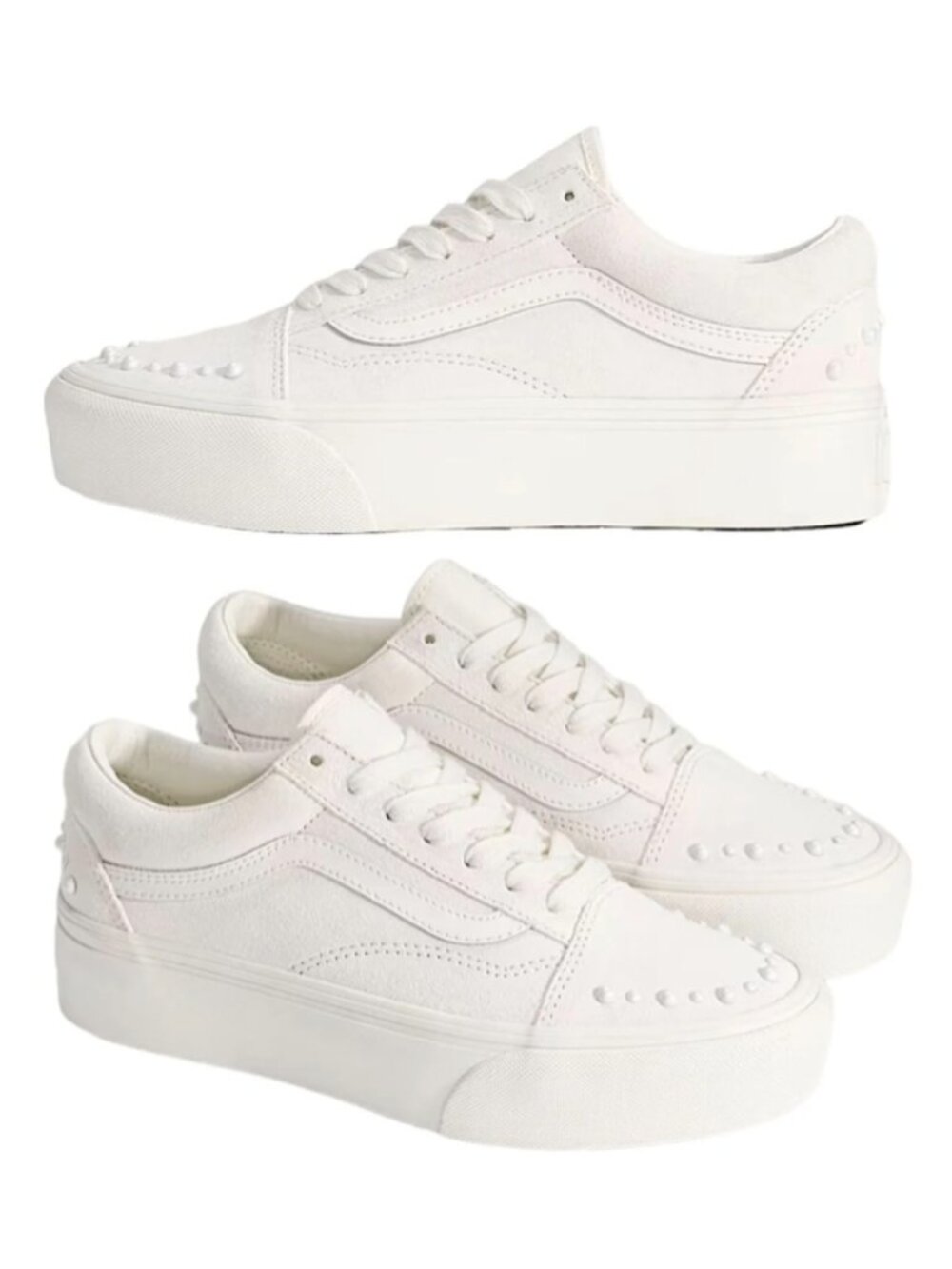 VANS Old Skool Pearls Low-Top Platform Sneakers (Marshmallow White)